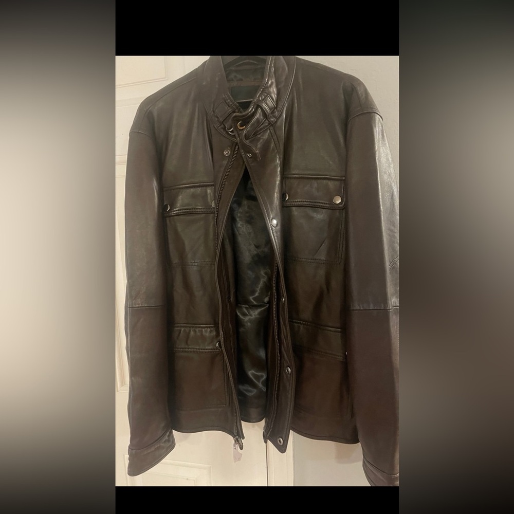 Men's Brown Leather Jacket - Classic Moto Style